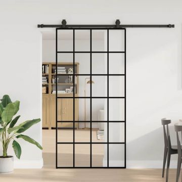 Gossi usa glisanta cu set de feronerie neagra 102x205 cm sticla esg