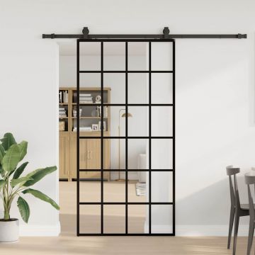 Gossi usa glisanta cu set de feronerie neagra 102x205 cm sticla esg