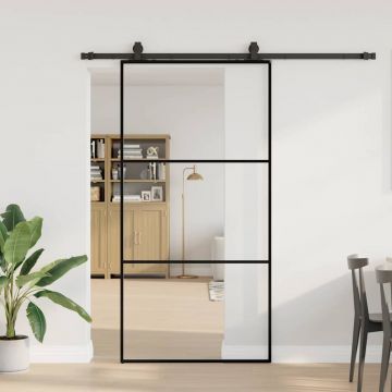 Gossi usa glisanta cu set de feronerie neagra 102x205 cm sticla esg