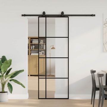 Gossi usa glisanta cu set de feronerie neagra 76x205 cm sticla esg