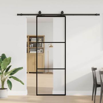 Gossi usa glisanta cu set de feronerie neagra 76x205 cm sticla esg