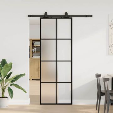 Gossi usa glisanta cu set de feronerie neagra 76x205 cm sticla esg