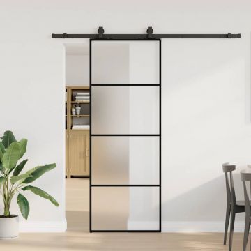 Gossi usa glisanta cu set de feronerie neagra 76x205 cm sticla esg