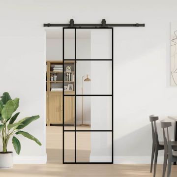 Gossi usa glisanta cu set de feronerie neagra 76x205 cm sticla esg