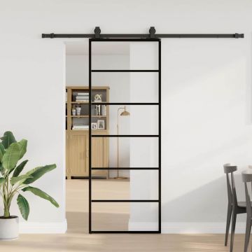 Gossi usa glisanta cu set de feronerie neagra 76x205 cm sticla esg