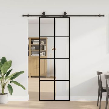 Gossi usa glisanta cu set de feronerie neagra 76x205 cm sticla esg