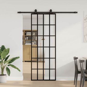 Gossi usa glisanta cu set de feronerie neagra 76x205 cm sticla esg