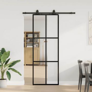 Gossi usa glisanta cu set de feronerie neagra 76x205 cm sticla esg