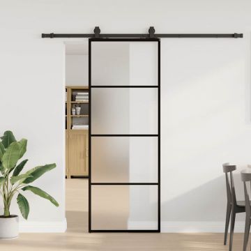 Gossi usa glisanta cu set de feronerie neagra 76x205 cm sticla esg