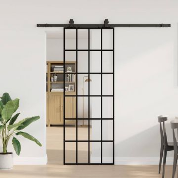 Gossi usa glisanta cu set de feronerie neagra 76x205 cm sticla esg