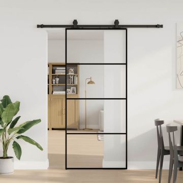 Gossi usa glisanta cu set de feronerie neagra 90x205 cm sticla esg