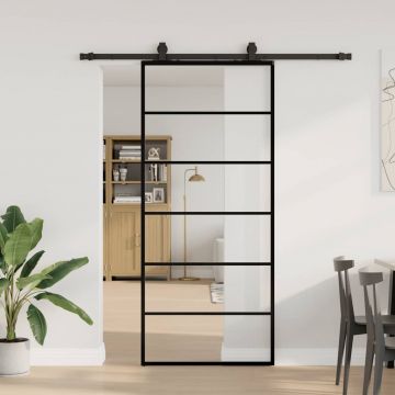 Gossi usa glisanta cu set de feronerie neagra 90x205 cm sticla esg