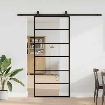 Gossi usa glisanta cu set de feronerie neagra 90x205 cm sticla esg