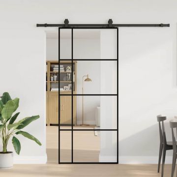 Gossi usa glisanta cu set de feronerie neagra 90x205 cm sticla esg
