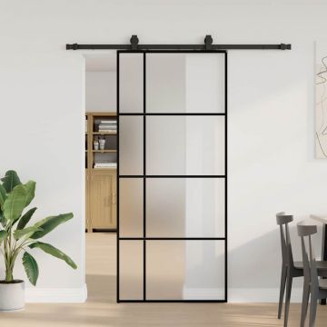 Gossi usa glisanta cu set de feronerie neagra 90x205 cm sticla esg