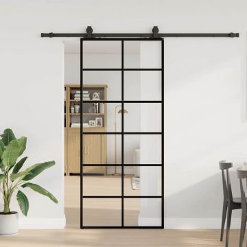 Gossi usa glisanta cu set de feronerie neagra 90x205 cm sticla esg
