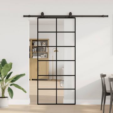 Gossi usa glisanta cu set de feronerie neagra 90x205 cm sticla esg