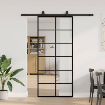 Gossi usa glisanta cu set de feronerie neagra 90x205 cm sticla esg
