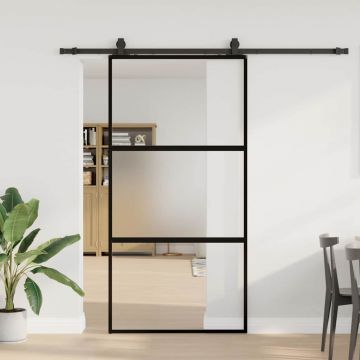 Gossi usa glisanta cu set de feronerie neagra sticla securizata