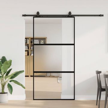Gossi usa glisanta cu set de feronerie neagra sticla securizata