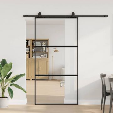 Gossi usa glisanta cu set de feronerie neagra sticla securizata