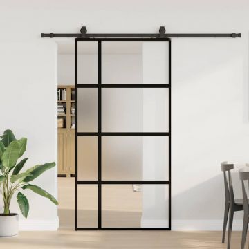 Gossi usa glisanta cu set de feronerie neagra sticla securizata