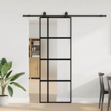 Gossi usa glisanta cu set feronerie neagra 76x205cm sticla securizata