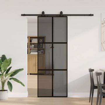 Gossi usa glisanta cu set feronerie neagra 76x205cm sticla securizata