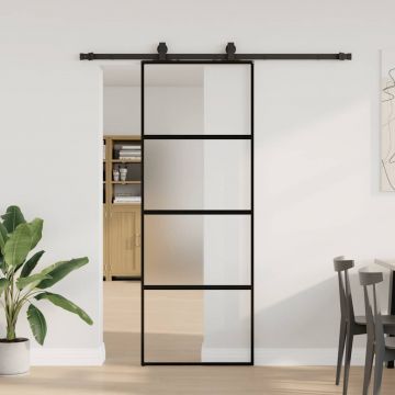 Gossi usa glisanta cu set feronerie neagra 76x205cm sticla securizata