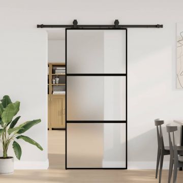 Gossi usa glisanta cu set feronerie neagra 90x205cm sticla securizata