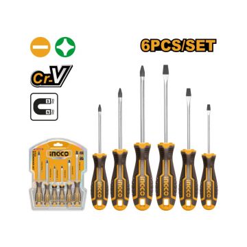 INGCO Set șurubelnițe 6 piese magnetice CrV