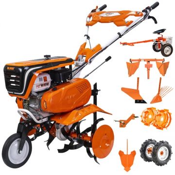 Ruris  7500ACC3 - Motosapa General Engine - 7 CP 560-830 mm 3 viteze (2 inainte + 1 inapoi) benzina fara plumb roti cauciuc rarita plug adaptor dispozitiv scos cartofi cultivator accesoriu tractat roti metalice