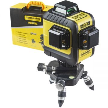 Topmaster  TMP 3D - Nivela laser cu linii 15 m +/- 1.5 mm/m 3 linii laser fascicul verde proiectie 360 grade trepied valiza plastic