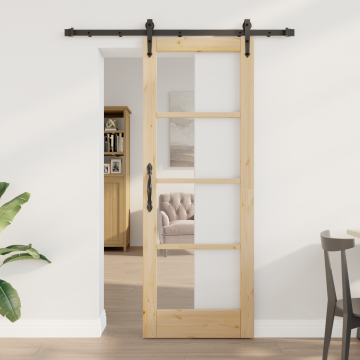 Usa glisanta Gossi cu set de accesorii 'orkdal'73.5 x 198.5 cm, usa interioara Gossi cu sticla 'orkdal'73.5 x 198.5 x 4 cm din lemn masiv de pin
