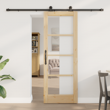 Usa glisanta Gossi cu set de accesorii 'orkdal'73.5x198.5 cm, usa de interior Gossi cu sticla 'orkdal'73.5x198.5x4 cm din lemn masiv de pin