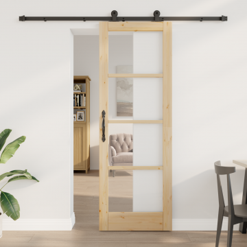 Usa glisanta Gossi cu set de accesorii orkdal 73.5x211 cm, usa interioara Gossi cu sticla orkdal 73.5x211x4 cm din lemn solid de pin