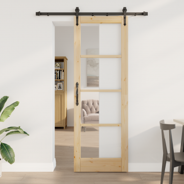 Usa glisanta Gossi cu set de accesorii 'orkdal'73.5x211 cm, usa interioara Gossi cu sticla 'orkdal'73.5x211x4 cm, lemn masiv de pin
