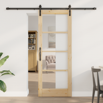 Usa glisanta Gossi cu set de accesorii 'orkdal'78x202 cm, usa interioara Gossi cu sticla 'orkdal'78x202x4 cm din lemn masiv de pin