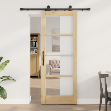 Usa glisanta Gossi cu set de accesorii orkdal 78x202 cm, usa interioara Gossi cu sticla orkdal 78x202x4 cm din lemn masiv de pin