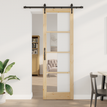 Usa glisanta Gossi cu set de accesorii 'orkdal'78x232 cm, usa interioara Gossi cu sticla 'orkdal'78x232x4 cm lemn masiv de pin