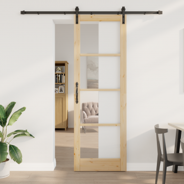Usa glisanta Gossi cu set de accesorii 'orkdal'78x232 cm, usa interioara Gossi cu sticla 'orkdal'78x232x4 cm lemn masiv de pin