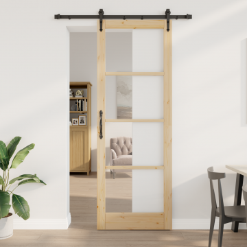Usa glisanta Gossi cu set de accesorii orkdal 83x232 cm, usa de interior Gossi cu sticla orkdal 83x232x4 cm din lemn de pin masiv