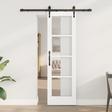 Usa glisanta Gossi cu set de accesorii orkdal alb 61x198.5 cm, usa interior Gossi cu sticla orkdal alb 61x198.5x4 cm