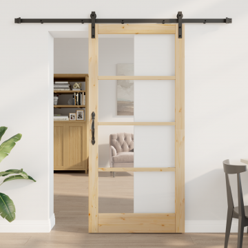 Usa glisanta Gossi cu set de feronerie 'orkdal'93x202 cm, usa interioara Gossi cu sticla 'orkdal'93x202x4 cm din lemn masiv de pin