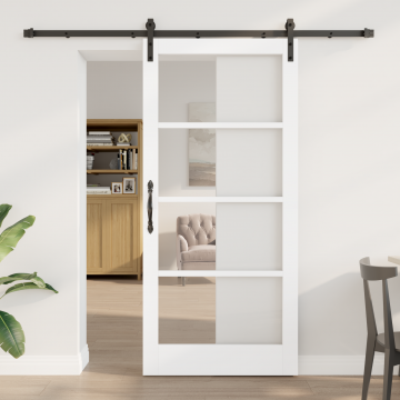 Usa glisanta Gossi cu set de fierarie 'orkdal'alb 93x202 cm, usa interioara Gossi cu sticla 'orkdal'alb 93x202x4 cm