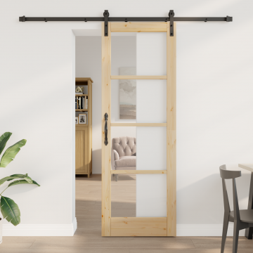 Usa glisanta Gossi cu set de hardware 'orkdal'73.5x211 cm, usa interioara Gossi cu sticla 'orkdal'73.5x211x4 cm din lemn masiv de pin