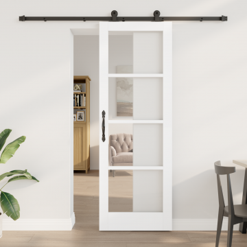 Usa glisanta Gossi cu set de hardware orkdal alb 73.5x211 cm, usa interioara Gossi cu sticla orkdal alb 73.5x211x4 cm