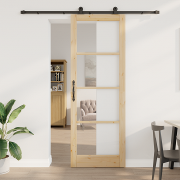 Usa glisanta Gossi cu set hardware 'orkdal'83x232 cm, usa de interior Gossi cu sticla 'orkdal'83x232x4 cm din lemn masiv de pin