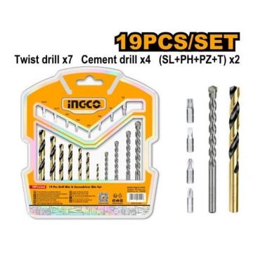 Burghie Metal Beton si Bits Set 19buc INGCO AKSDB1901