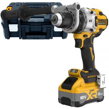 Dewalt  DCD1007WW1T - Masina de gaurit si insurubat cu percutie cu 1 acumulator Li-Ion 18 V 8 Ah 169 Nm motor fara perii led iluminare valiza speciala